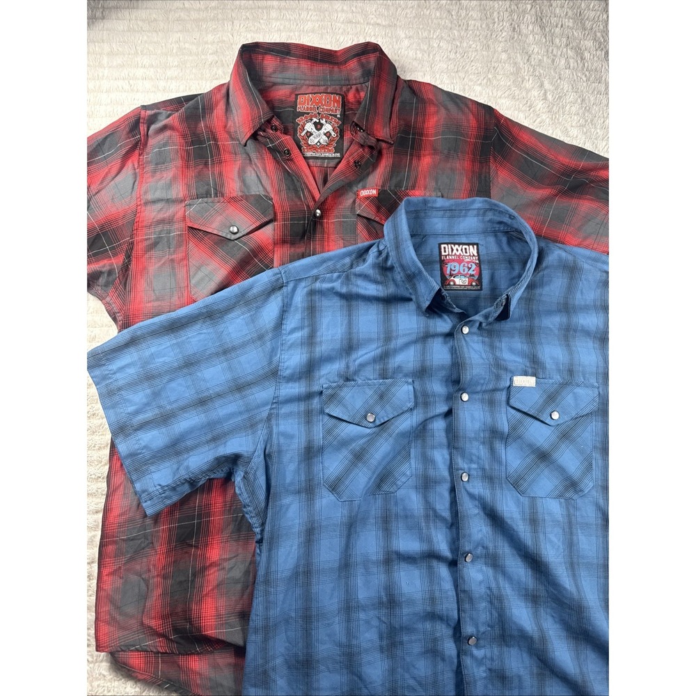 Dixxon Flannel Co Lot Of 2 Blood Sweat Tears & 1962 Men XL Plaid Pearl Snap NICE